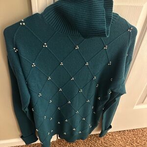 Teal Embellished Women's Sweater